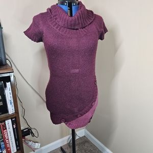 2010s Maroon Sweater Dress with Pink Side Detail